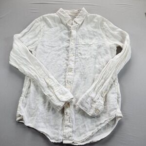 Abercrombie & Fitch Linen Shirt Mens S White Long Sleeve Button Down Casual